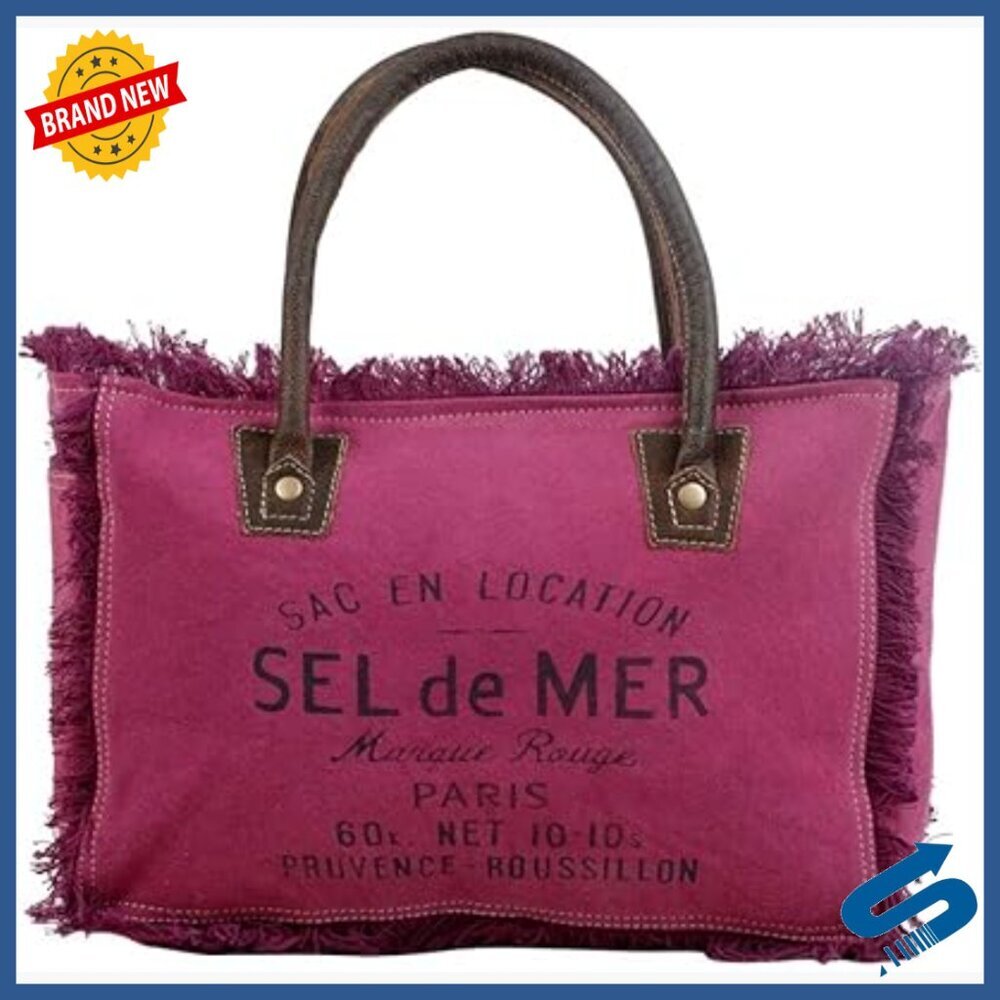 Canvas Tote Bag with Leather Strap, Hobo Silhouette, Small Size, Zipper Closure